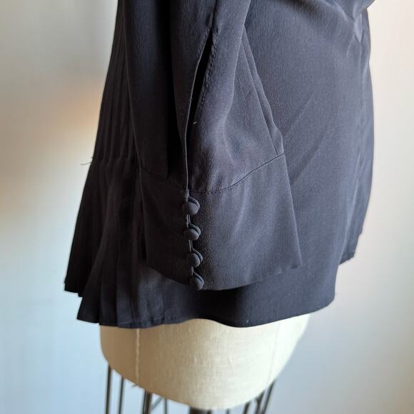 BALENCIAGA Fitted 100% Silk Blouse with Pleats and Button Details - Picture 6 of 11